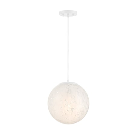 Designers Fountain Circo 60 Watt 1 Light Matte White Pendant with White Art Glass Shade D282M-11P-MW